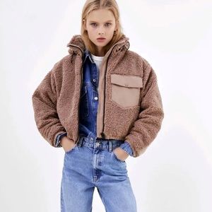Zara Contrasting Fleece Jacket